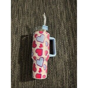 40oz Heart Tumbler Insulated Pink Blue